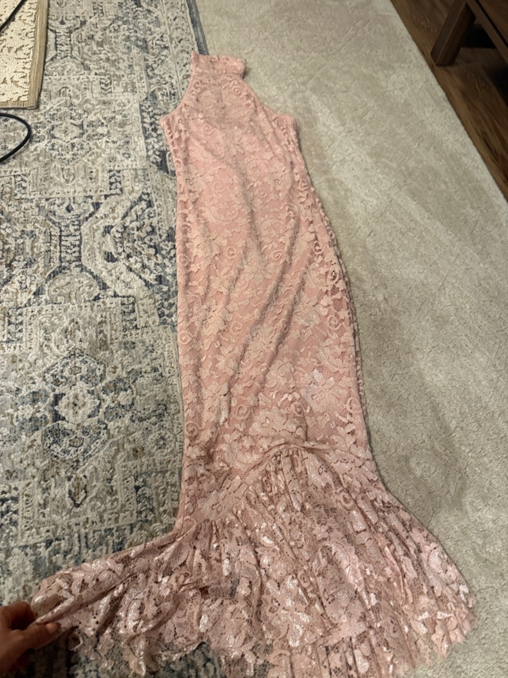 PrettyLittleThing Pink Lace Midi Dress
